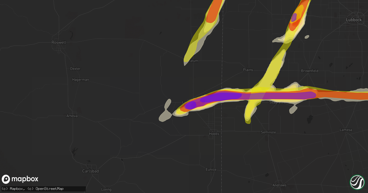 Hail map in Lovington, NM on May 1, 2022