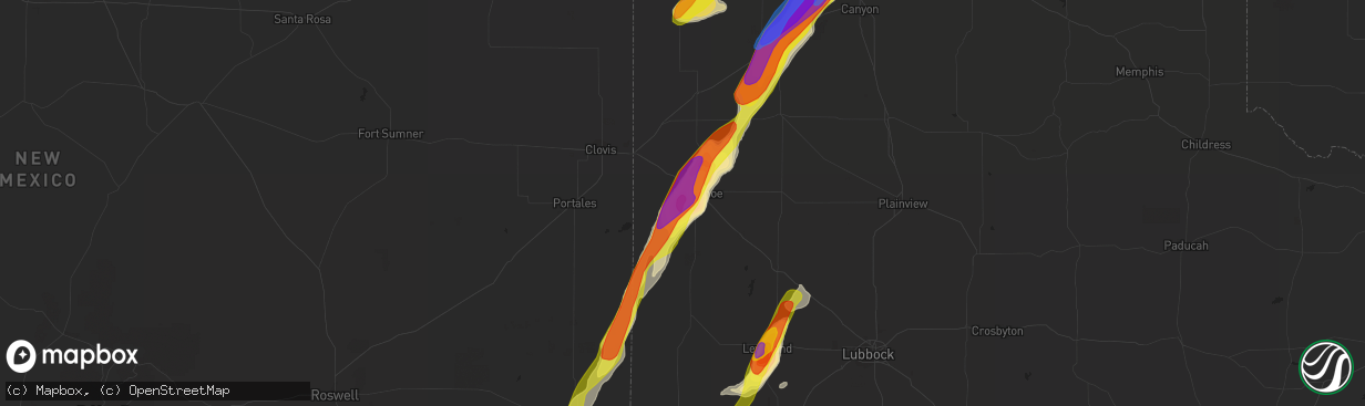 Hail map in Muleshoe, TX on May 1, 2022