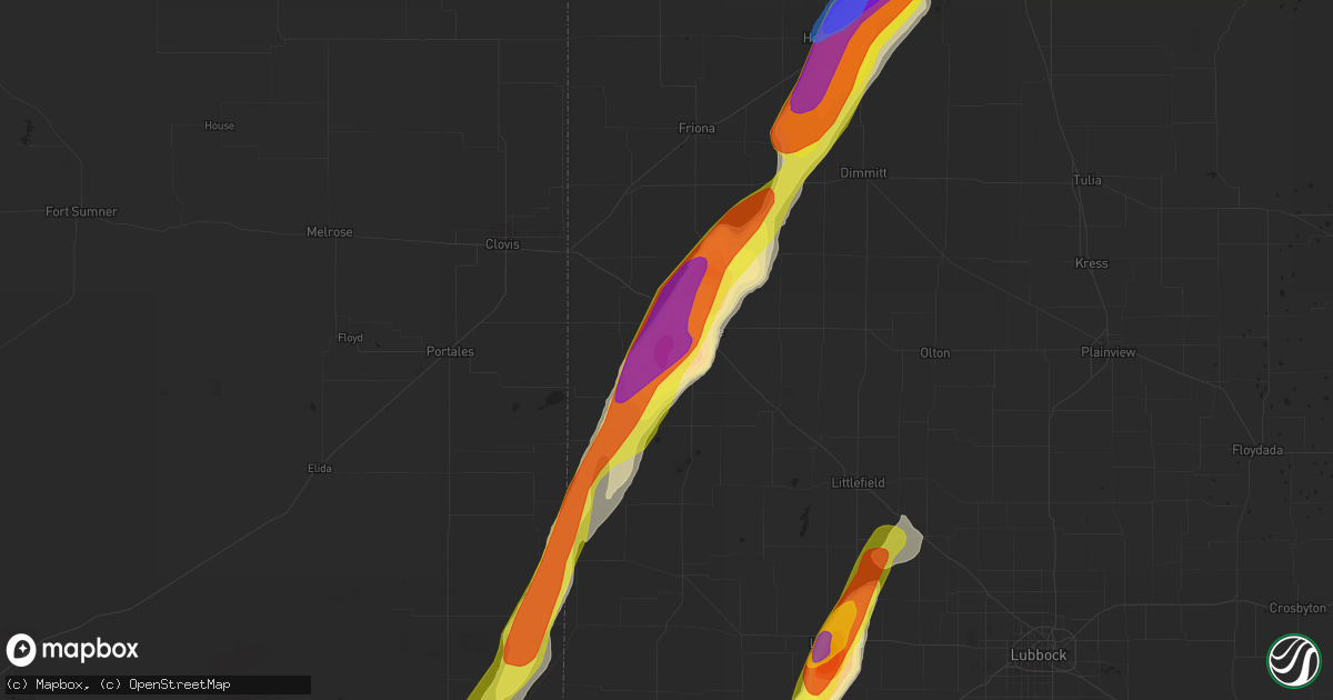 Hail map in Muleshoe, TX on May 1, 2022