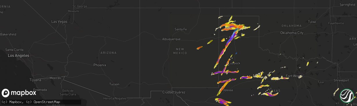 Hail map in New Mexico on May 1, 2022