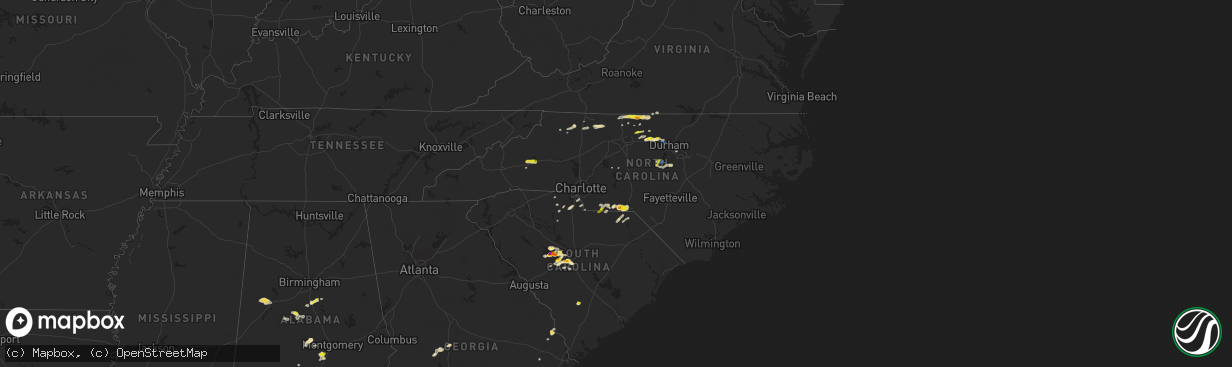 Hail map in North Carolina on May 1, 2022