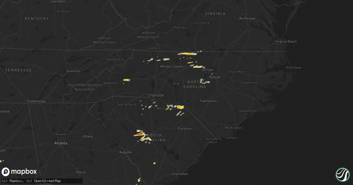 Hail map in North Carolina on May 1, 2022