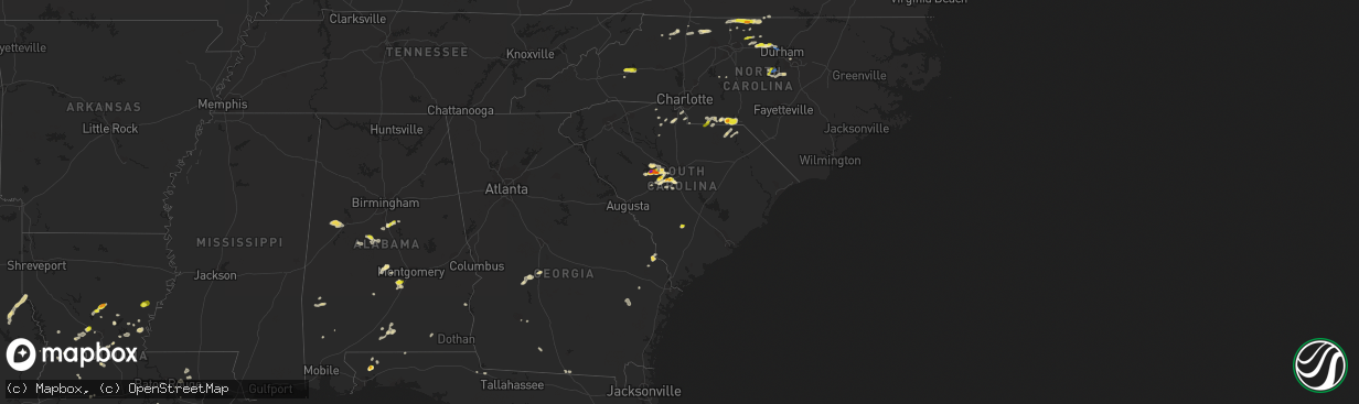 Hail map in South Carolina on May 1, 2022