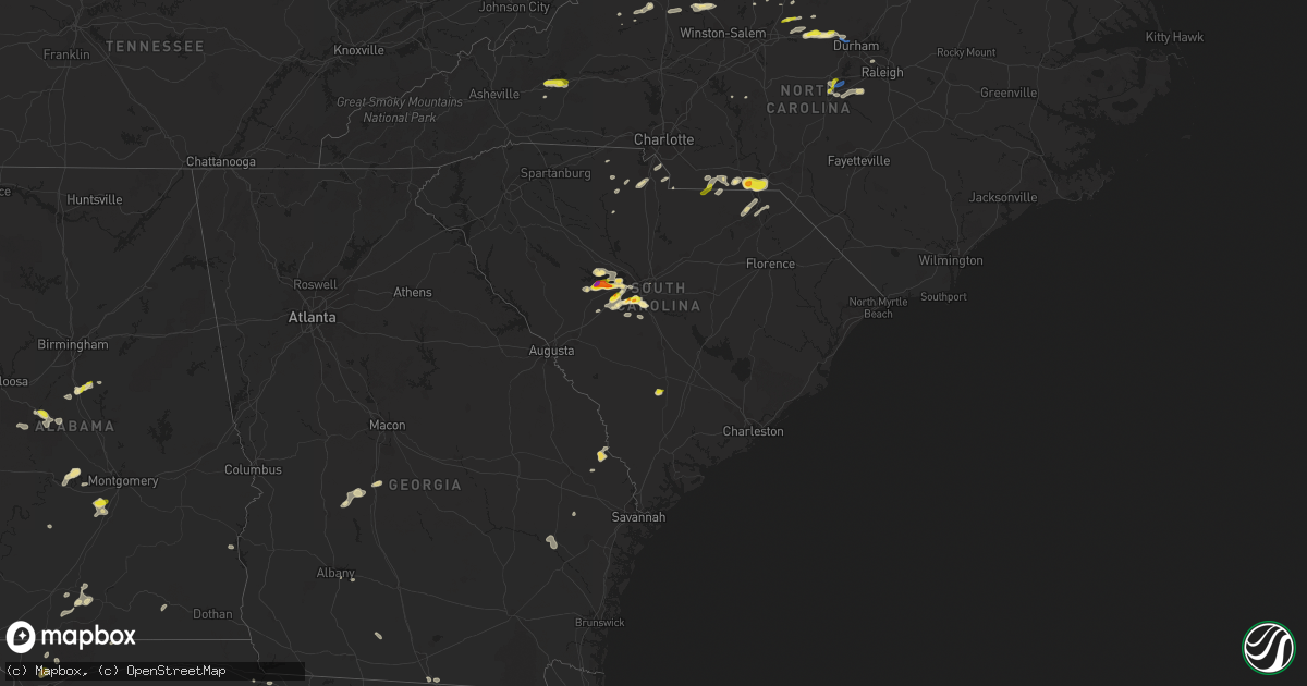Hail map in South Carolina on May 1, 2022