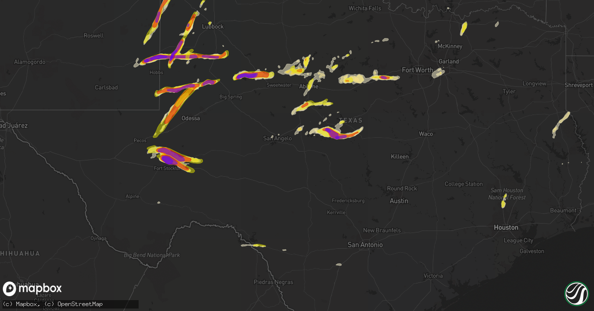 Hail map in Texas on May 1, 2022