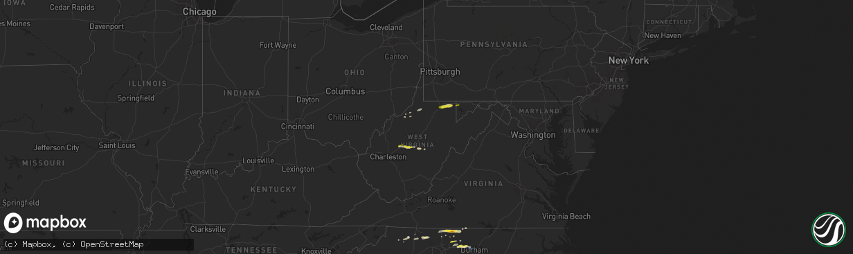 Hail map in West Virginia on May 1, 2022