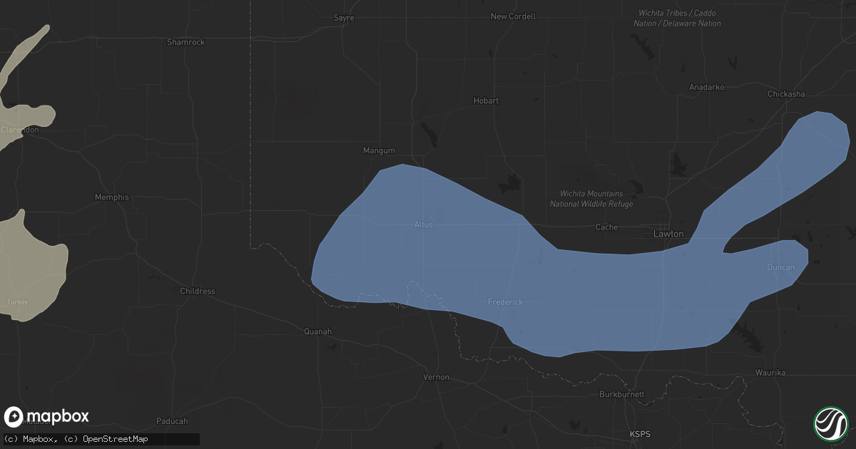 Hail map in Altus, OK on May 1, 2024