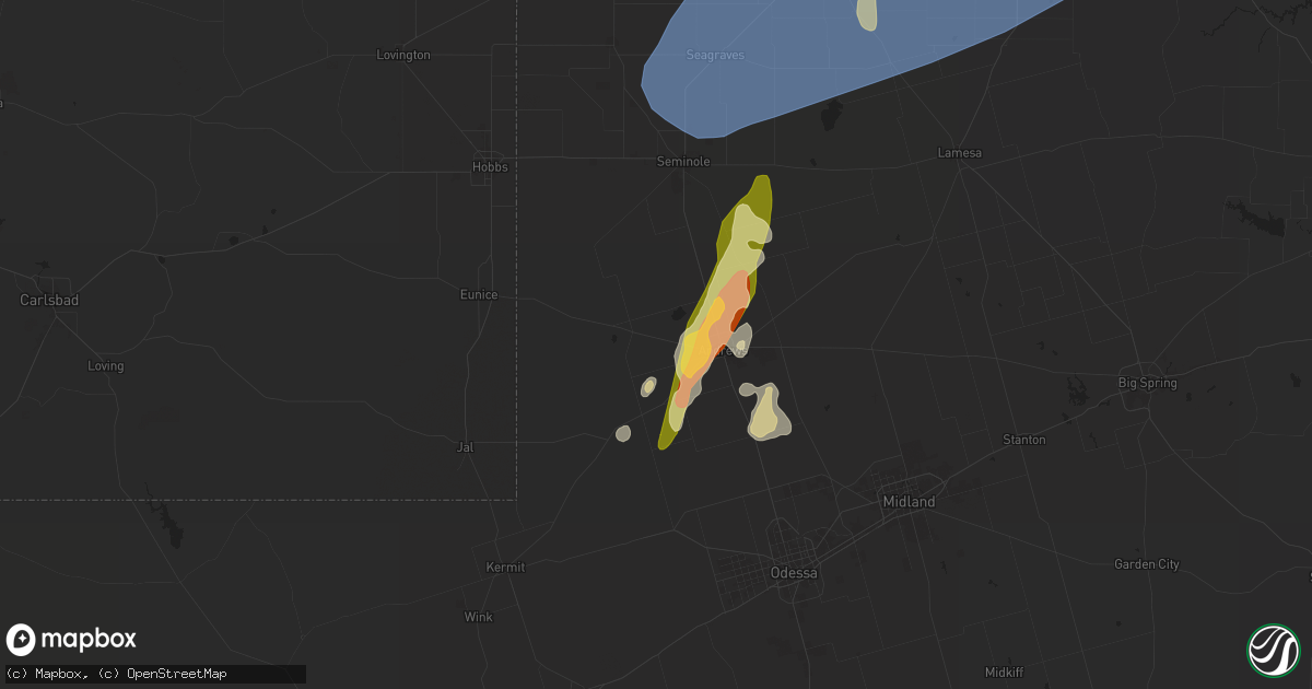 Hail map in Andrews, TX on May 1, 2024