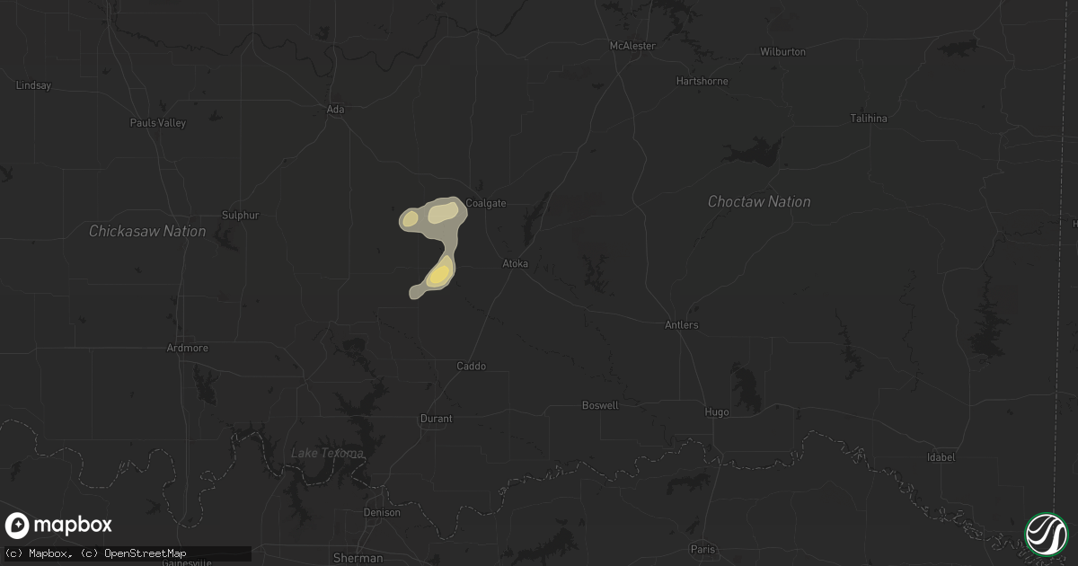 Hail map in Atoka, OK on May 1, 2024