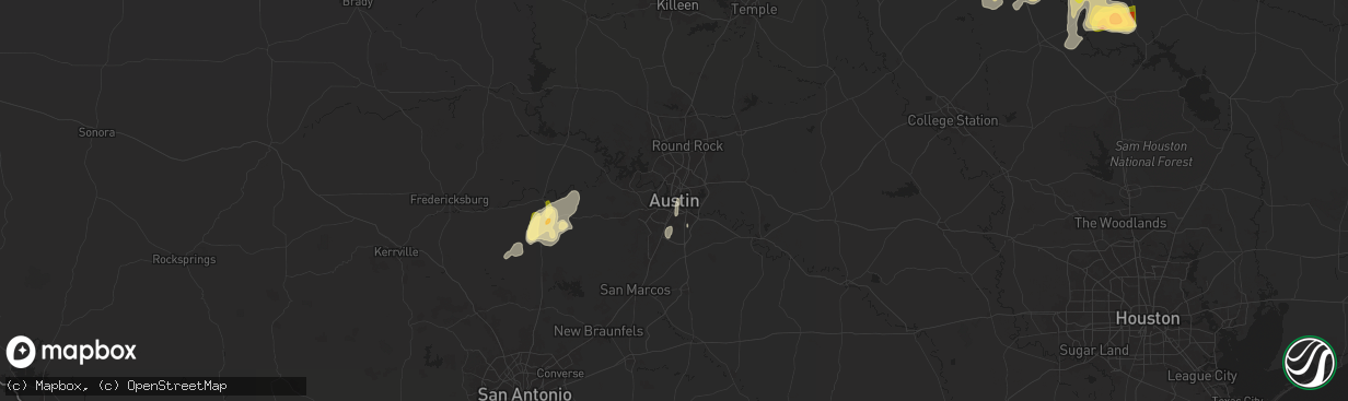 Hail map in Austin, TX on May 1, 2024