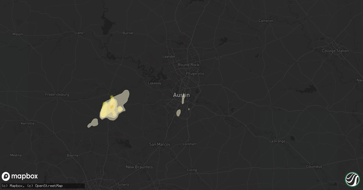 Hail map in Austin, TX on May 1, 2024
