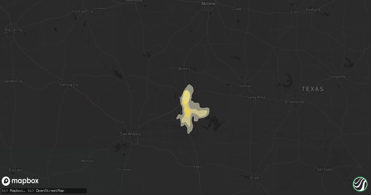 Hail map in Ballinger, TX on May 1, 2024