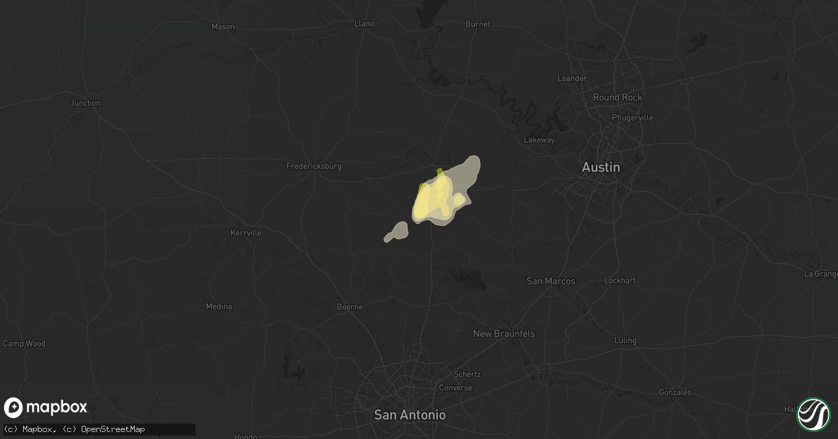 Hail map in Blanco, TX on May 1, 2024