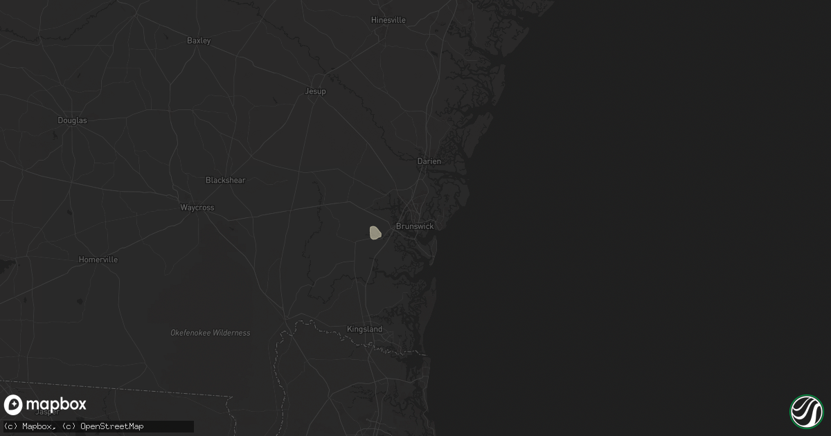 Hail map in Brunswick, GA on May 1, 2024