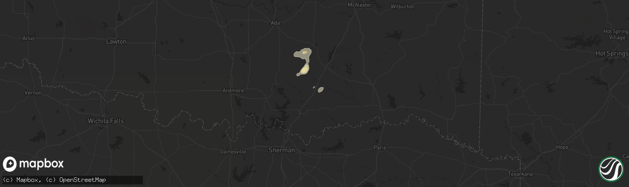 Hail map in Caddo, OK on May 1, 2024