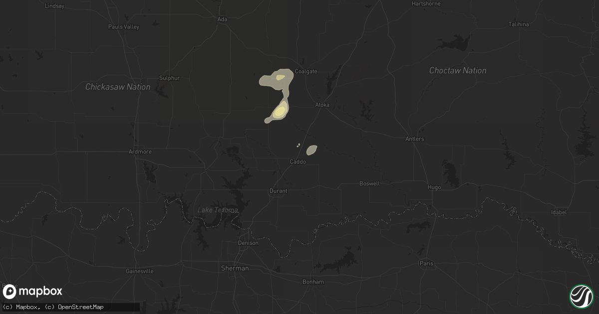 Hail map in Caddo, OK on May 1, 2024
