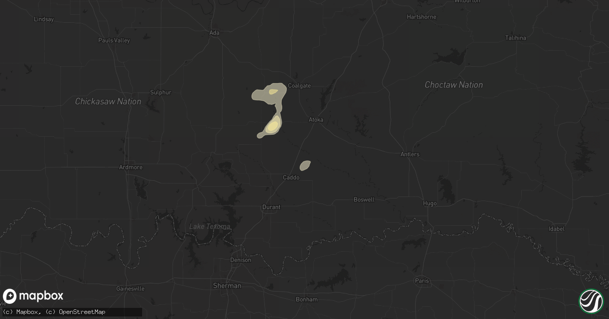 Hail map in Caney, OK on May 1, 2024