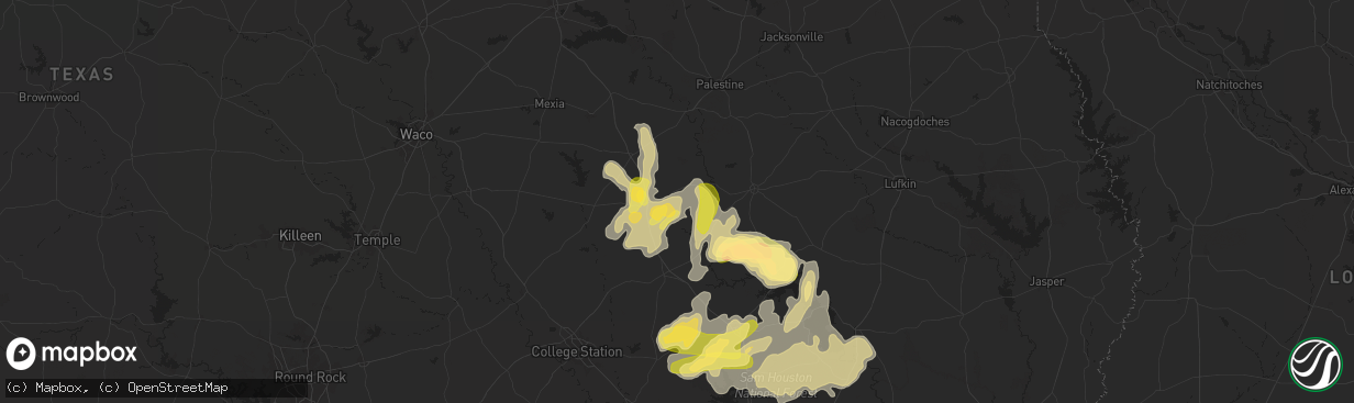 Hail map in Centerville, TX on May 1, 2024
