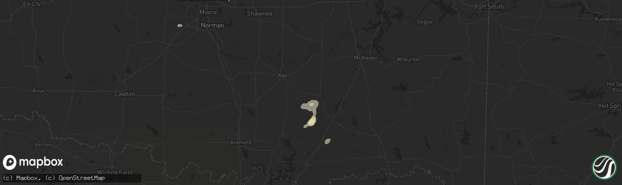 Hail map in Centrahoma, OK on May 1, 2024