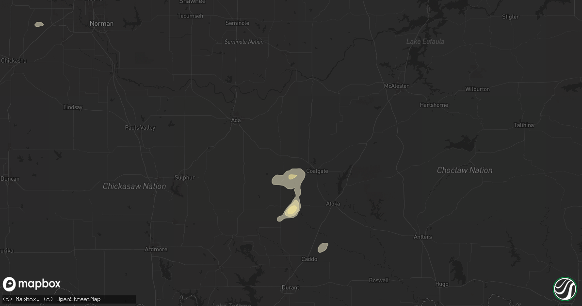 Hail map in Centrahoma, OK on May 1, 2024