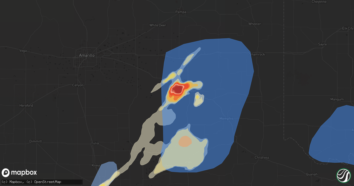 Hail map in Clarendon, TX on May 1, 2024