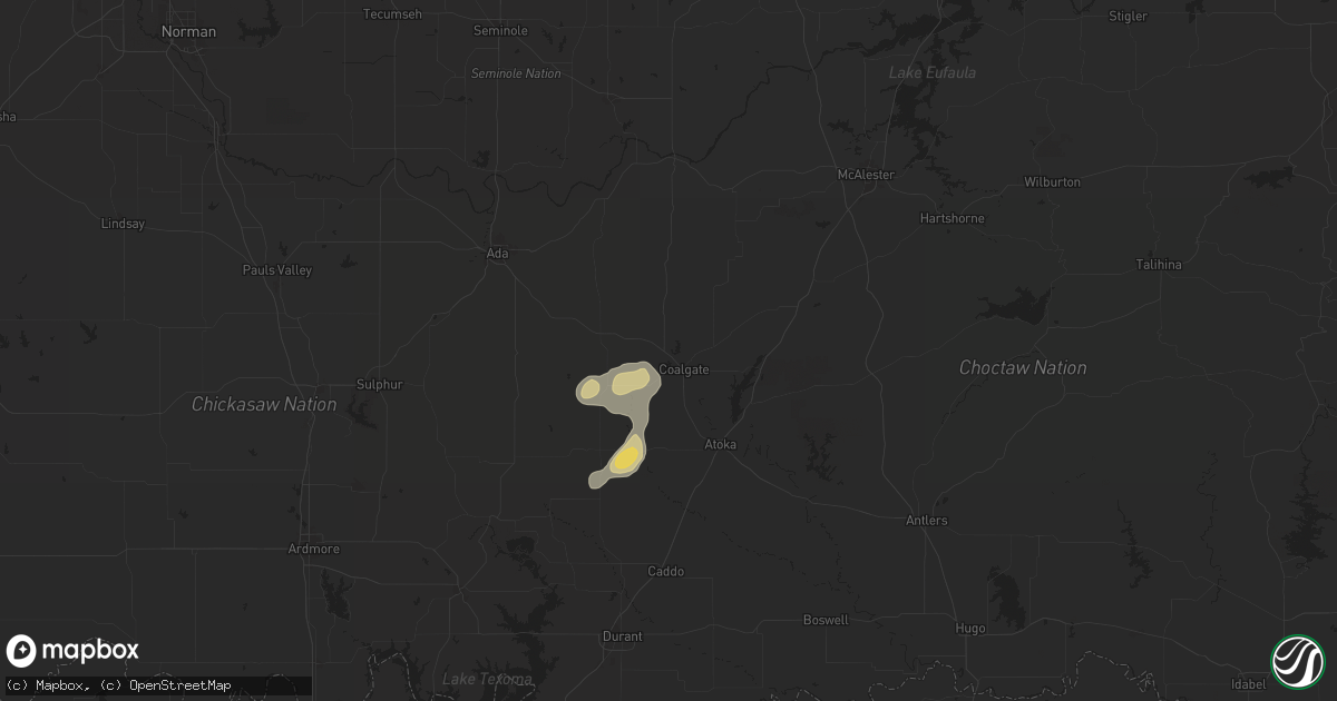 Hail map in Coalgate, OK on May 1, 2024