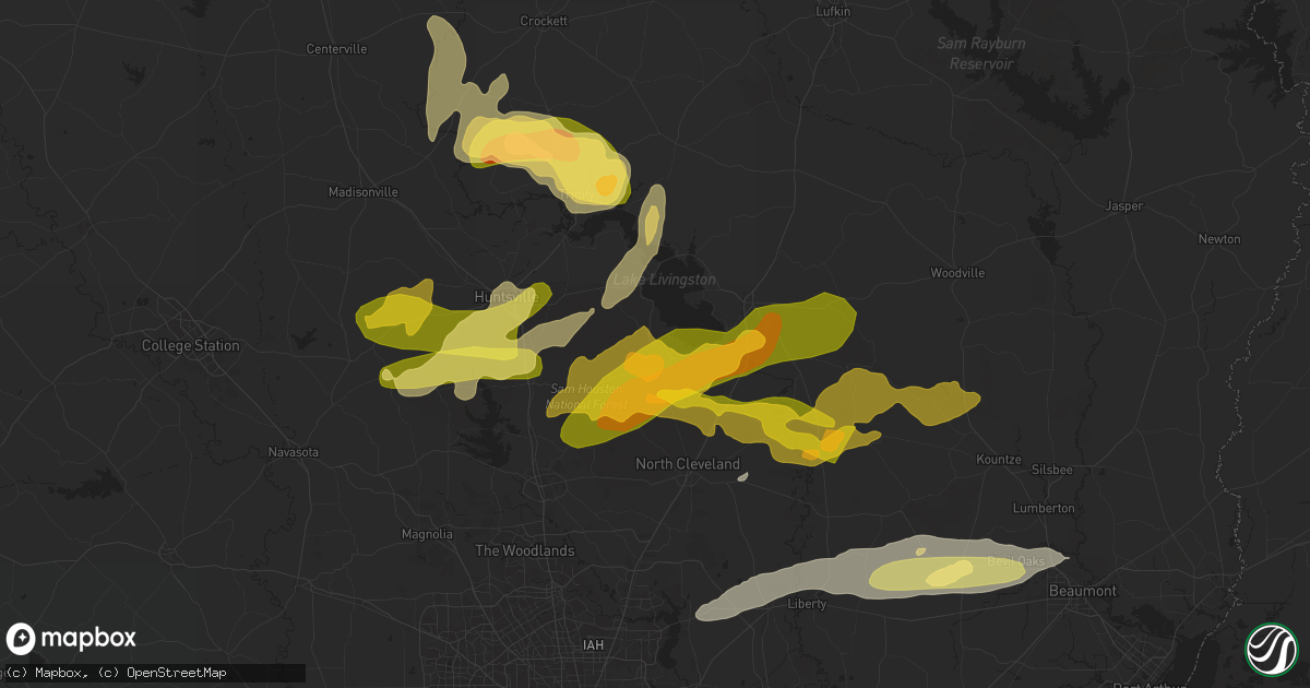Hail map in Coldspring, TX on May 1, 2024