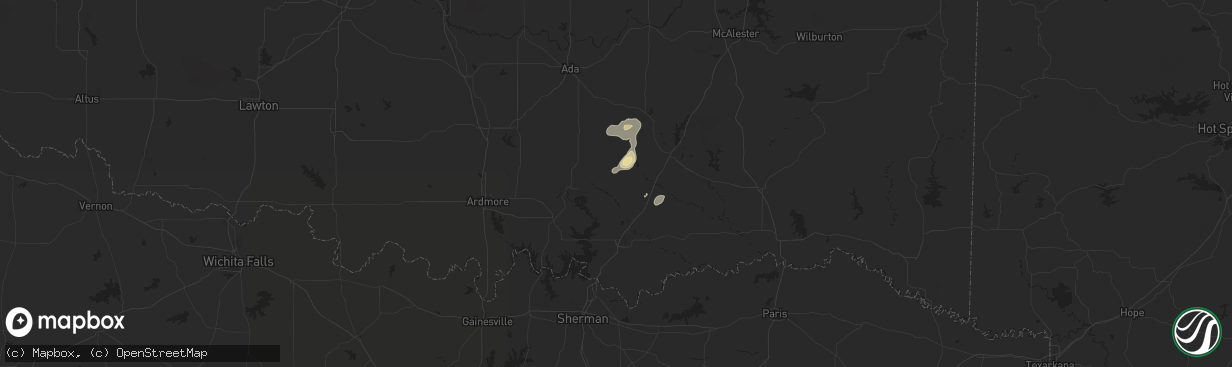 Hail map in Coleman, OK on May 1, 2024