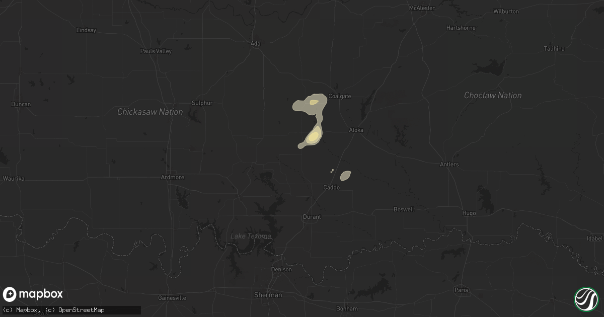 Hail map in Coleman, OK on May 1, 2024