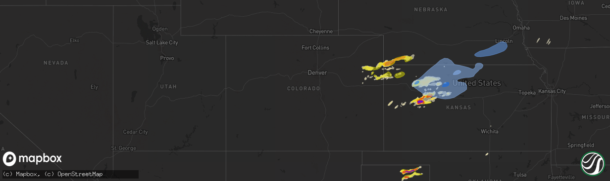 Hail map in Colorado on May 1, 2024