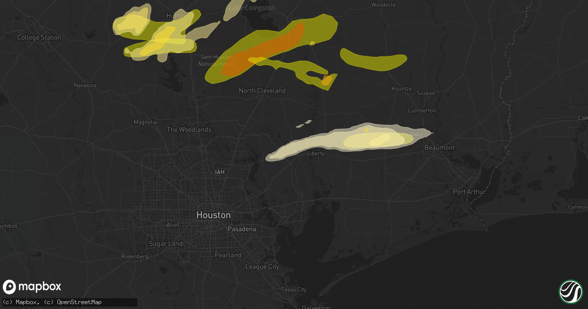 Hail map in Dayton, TX on May 1, 2024