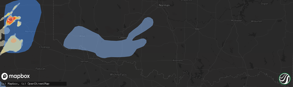 Hail map in Duncan, OK on May 1, 2024