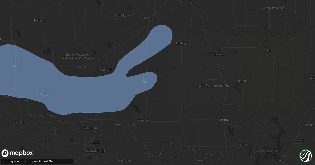 Hail map in Duncan, OK on May 1, 2024