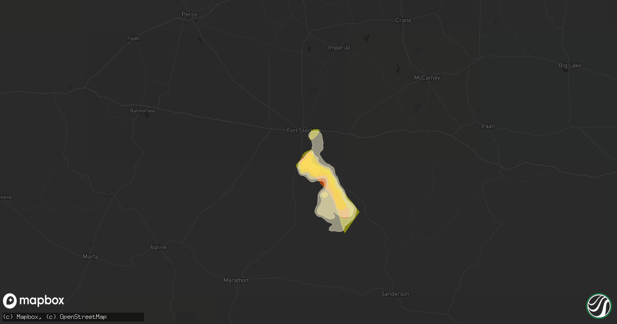Hail map in Fort Stockton, TX on May 1, 2024