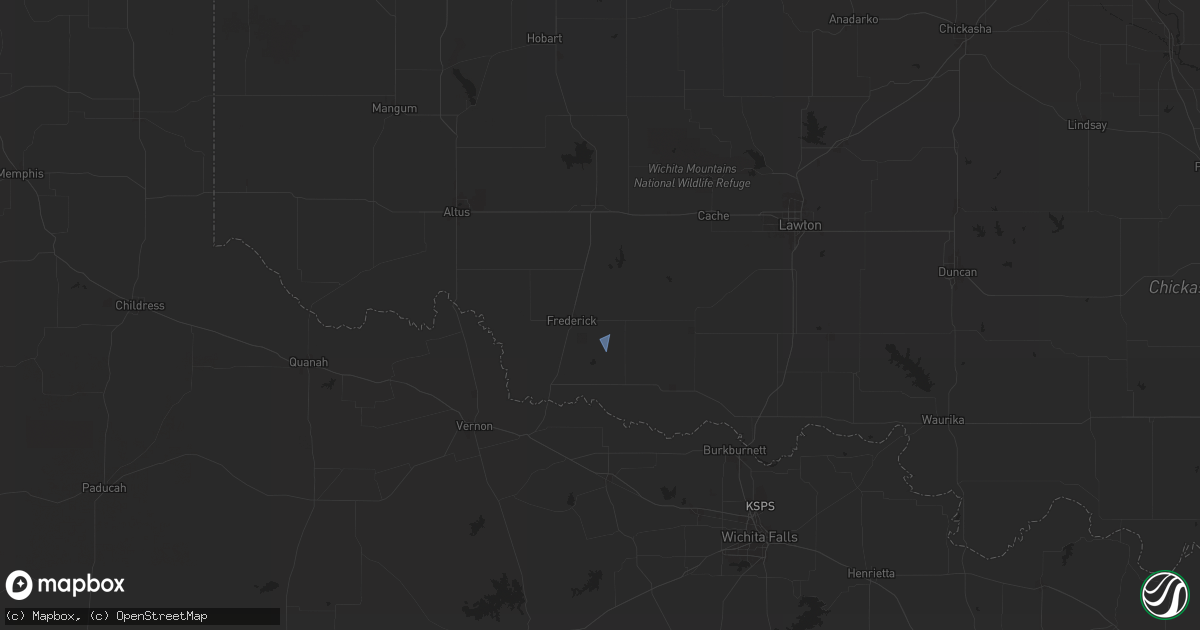 Hail map in Frederick, OK on May 1, 2024
