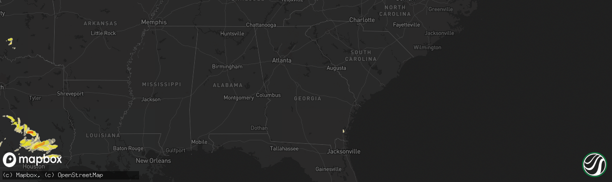 Hail map in Georgia on May 1, 2024