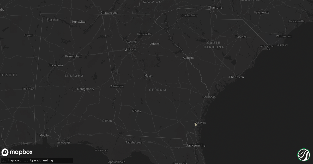 Hail map in Georgia on May 1, 2024