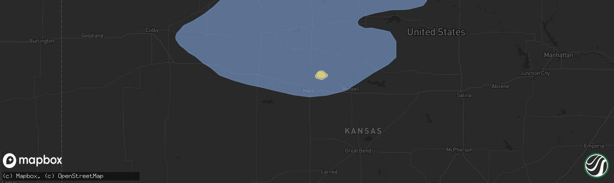 Hail map in Hays, KS on May 1, 2024