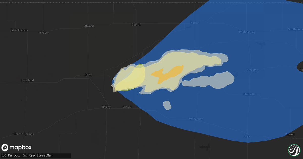 Hail map in Hoxie, KS on May 1, 2024