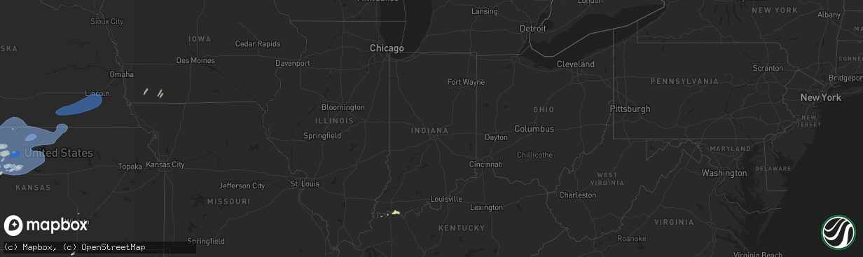 Hail map in Indiana on May 1, 2024