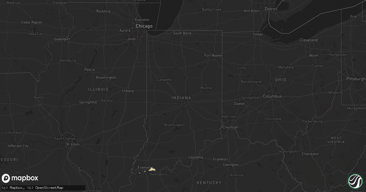 Hail map in Indiana on May 1, 2024