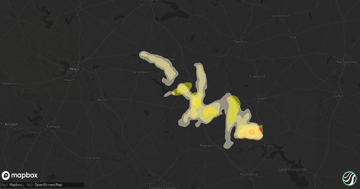 Hail map in Jewett, TX on May 1, 2024