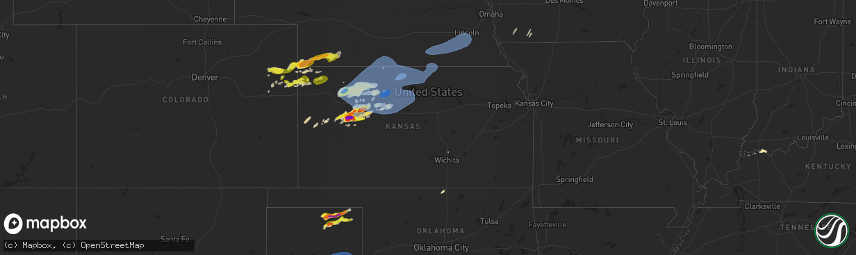 Hail map in Kansas on May 1, 2024