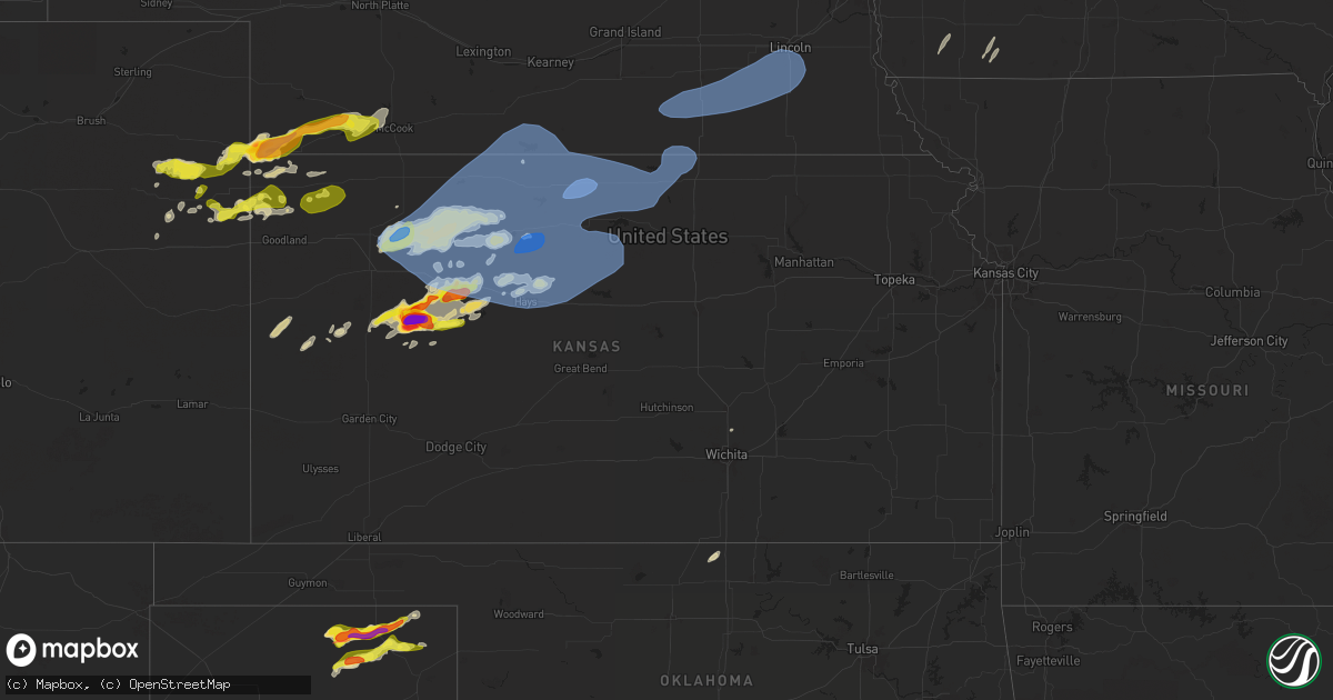 Hail map in Kansas on May 1, 2024