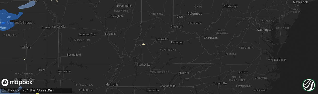 Hail map in Kentucky on May 1, 2024