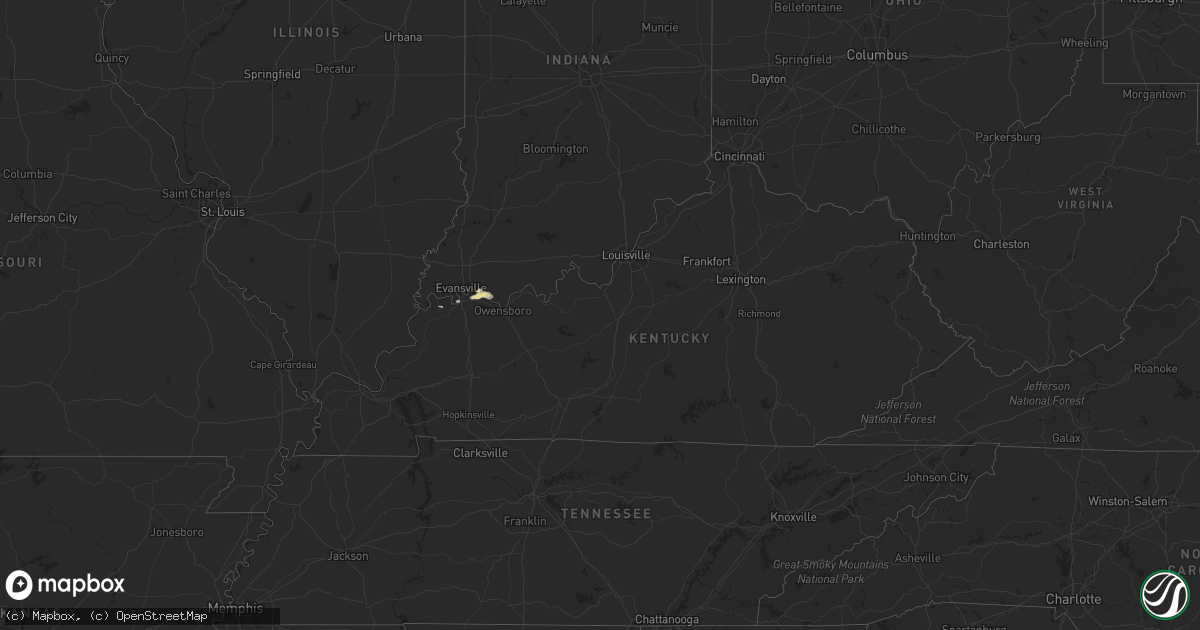 Hail map in Kentucky on May 1, 2024