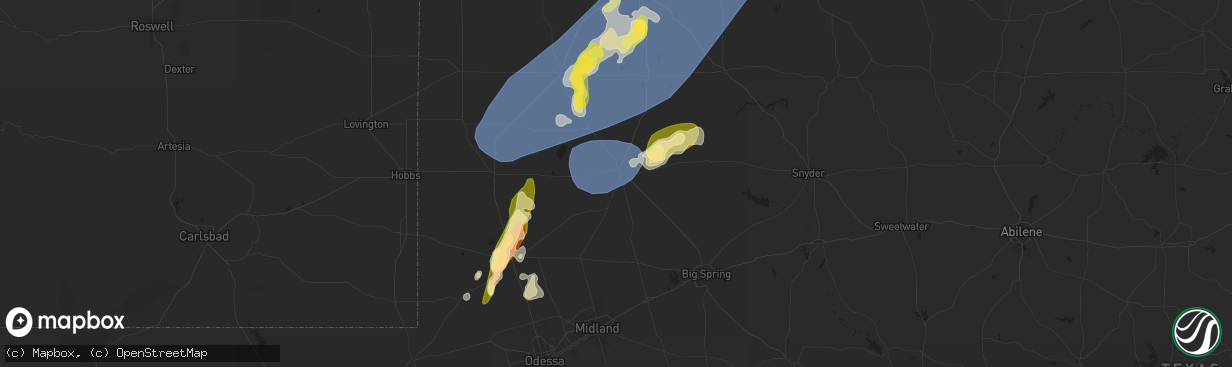 Hail map in Lamesa, TX on May 1, 2024