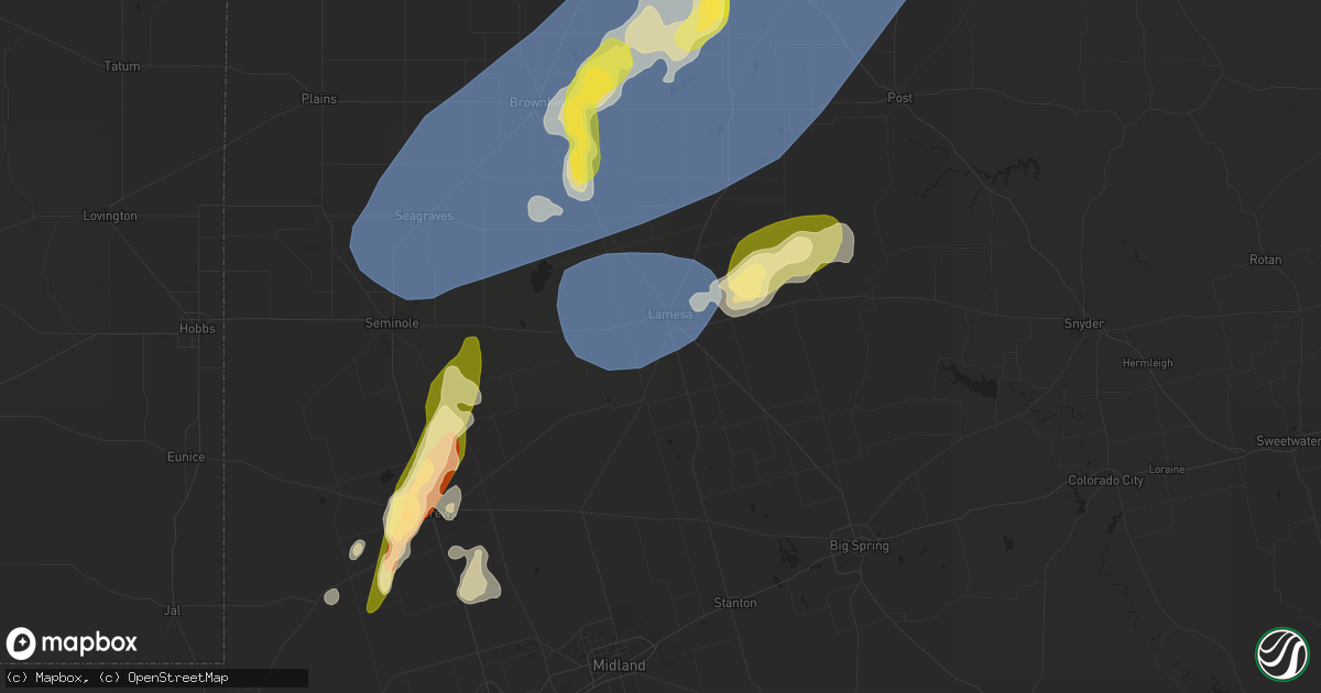 Hail map in Lamesa, TX on May 1, 2024