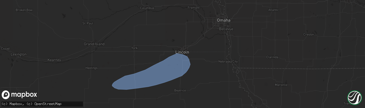 Hail map in Lincoln, NE on May 1, 2024