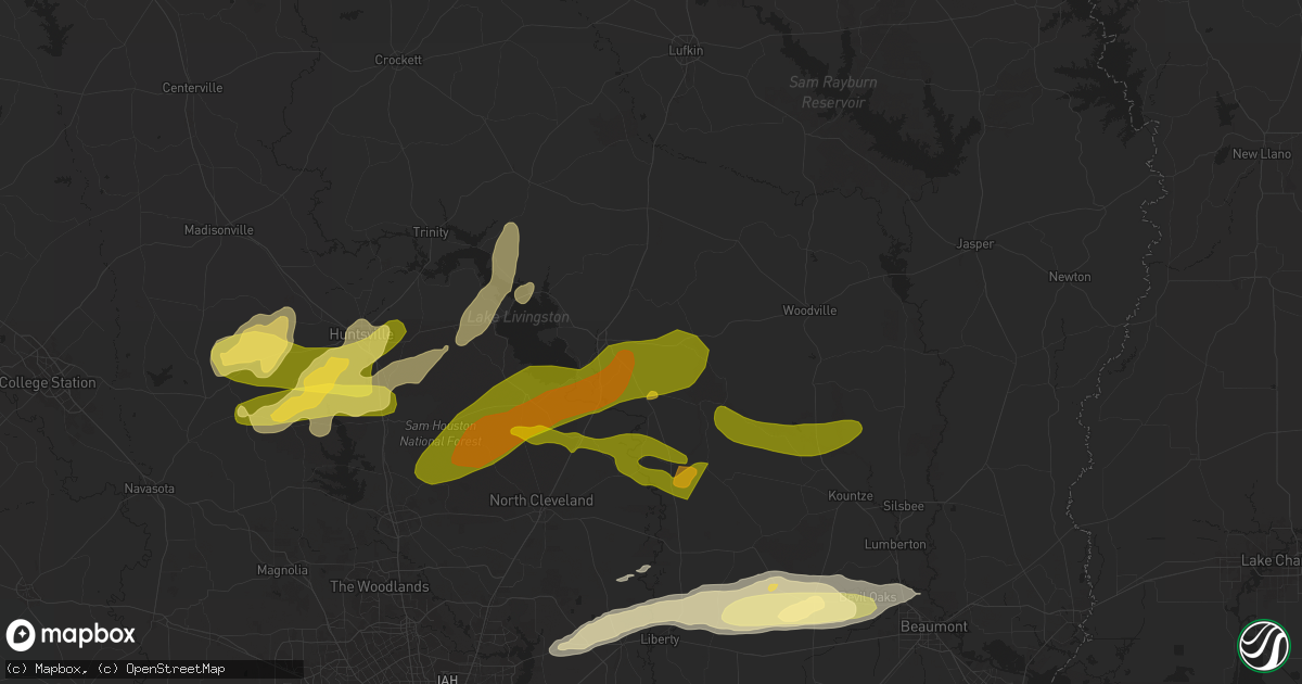 Hail map in Livingston, TX on May 1, 2024